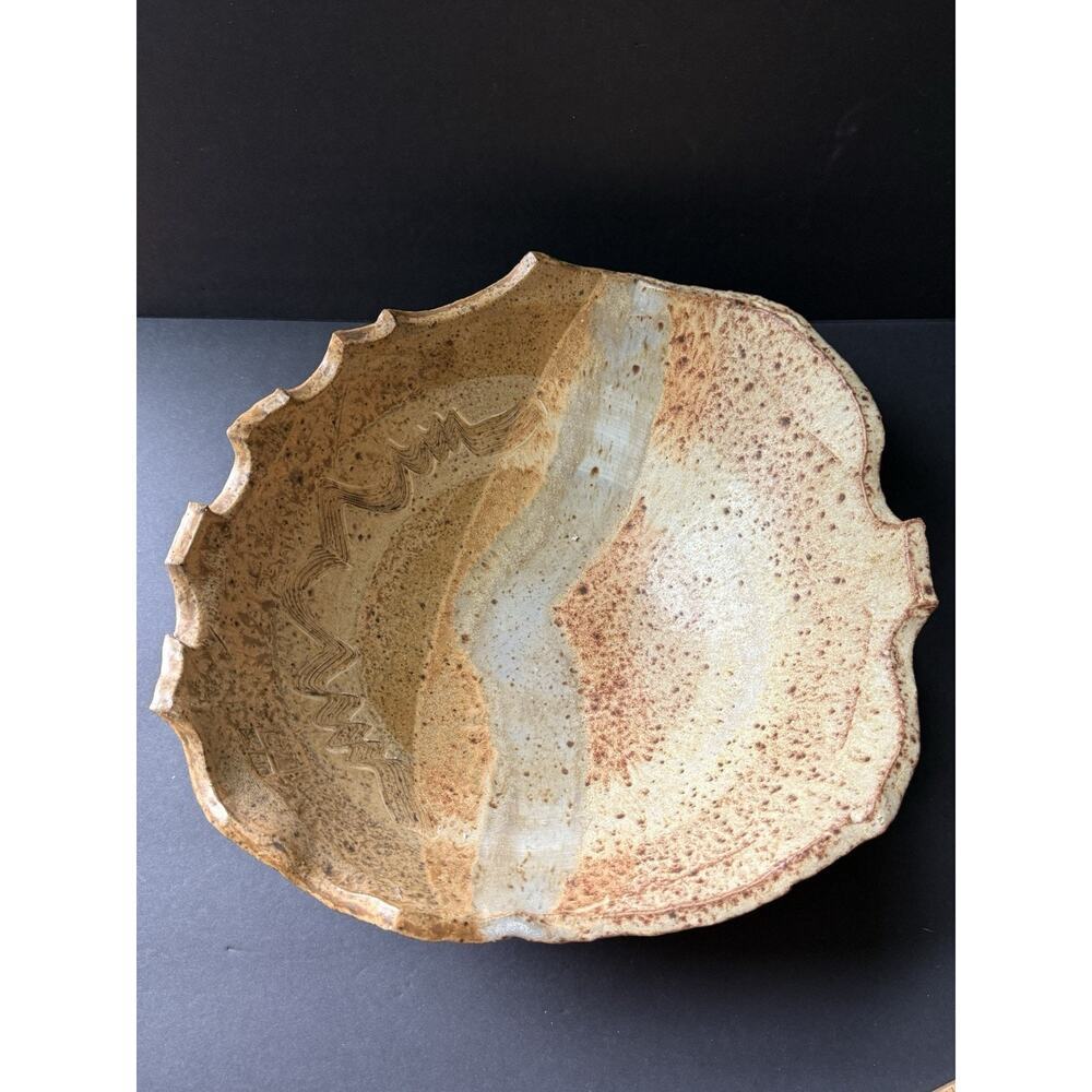 Studio Art Pottery Bowl Drip Glazed Pottery Speckled Earth Colors Artisan
